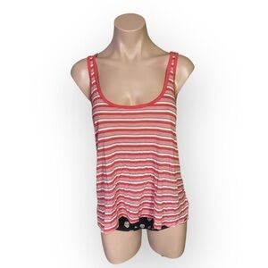 Guess Women’s Medium Summer Love Pink Liya Striped Tank Top NWT